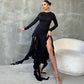 Irregular Ruffles Slit Long Dresses for Women Clothing 2023 New Fall Winter Party Dress Elegant Sexy Vestidos