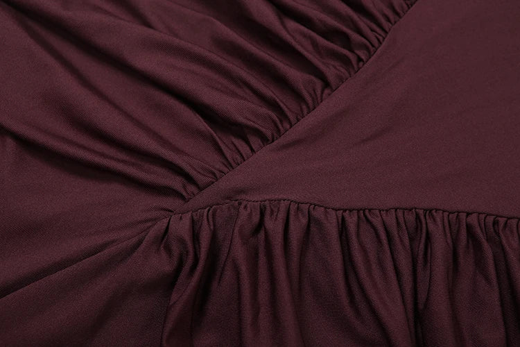 Sexy Waistless Maxi Dress Women Shoulder Padded Patchwork Ruched Turtleneck Elegant Stretch Skinny Evening Bodycon