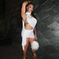 Sexy Women Asymmetrical Halter Neck Dress Ruched Backless Mini Bodycon Dress for Party Beach Club Summer Streetwear