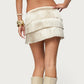 Womens Summer Mini Skirt Elegant Solid Color Tiered Tassels Short Skirt Dress for Party Clubwear Beach Vacation Vestidos