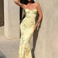 Spaghetti Strap Print Sexy Maxi Dress Women Fashion Off-shoulder Sleeveless Backless Bodycon Club Party Long Dresses