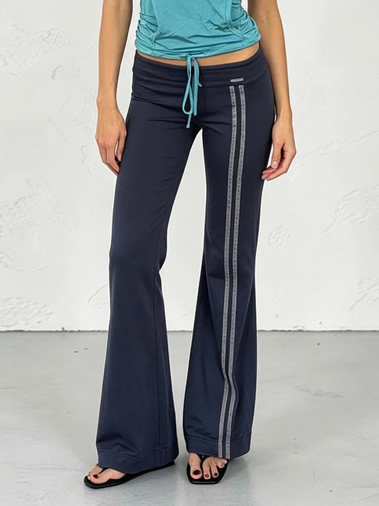 Stripes Pant Women Metal Decoration Elastic Waist Leisure Autumn New Trend Comfortable Daily Classic Streetwear