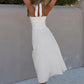 Women White Halter Neck Midi Dress Elegant Ruched Waist Sleeveless Bodycon Party Wedding Guest Formal Evening Dresses