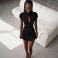 Hollow Short Sleeve Mini Bodycon Dress Summer 2026 Fashion Trends Woman Sexy Black Dress Club Wear