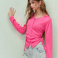 Fresh Girly Drawstring Waist Round Neck Fitted Knit Cardigan For Women