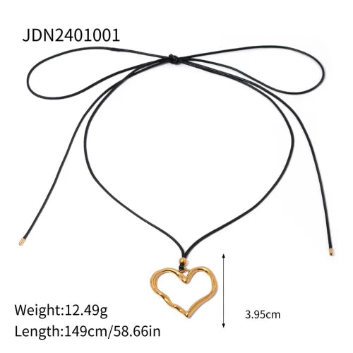 Trendy Stainless Steel Waterproof Irregular Geometric Metal Wax Rope Necklace Gold Silver For Women Jewelry Gift
