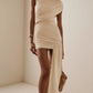 Fashion Ruched Draped Asymmetrical Dresses Sleeveless Mini Bodycon Dress Party Night Elegant Summer