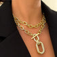 2Pcs Exaggerated Chunky Chain CCB OT Buckle Pendand Choker Necklace for Women Heavy Metal Link Jewelry Accessories Steampunk Men