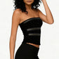 Women Tube Tops Strapless Sleeveless Slim Fit Studded Decor Summer Going Out Crop Vest Party Club Rave Clothes