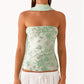 Women Y2K Sequin Tube Top with Scarf Sexy Backless Pearl Embellished Beaded Cami Bling Glitter Rhinestone Camisole