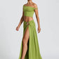 Elegant Dress Set Women Skew Collar Crop Top And Split Skirt Matching Set Fashion Backless Pleated Skirt Two Piece Set