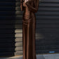 Fashion Silky Satin Long Dress Woman Autumn Trend o-Neck Full Sleeve High Waist Robe Daily Casual Ruched Elegant Vestidos