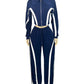 Casual Tracksuit 2-Piece Set Women Stripe Patchwork Zip Lapel Crop Jacket+Drawstring Pants Matching Sporty Outfits