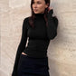 Turtleneck Long Sleeve Tees Basic Solid Color Fitted T Shirts Fall Winter Tops for Woman Clothes