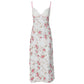 Women Floral Dresses Elegant Summer Vacation Outfits Lace Trim Deep V Neck Sleeveless Backless Long Dress
