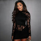 Sexy Lace Long Sleeve Mini Dress White Black Party Outfits Elegant Wedding Guest Dresses Woman Sheer Clothes