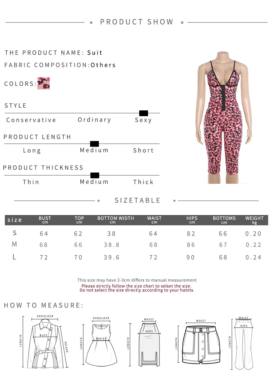 Art Print 2 Piece Set Woman Low-Neck Backless Single-Breasted Camisole Tops+Skinny Peach Hip Crop Pants Sexy Suits
