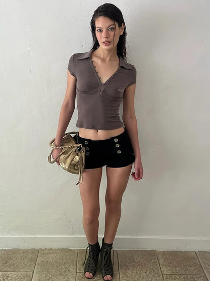 Leisure Music Festival Shorts Women Double-Breasted Skinny 2026 Summer New Trend Classic Hottie Midnight Daily Streetwear