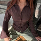 Women Y2k Button Down Shirts Casual Long Sleeve V Neck Collared Slim Fit Crop Top E-Girls Coquette Vintage Blouse