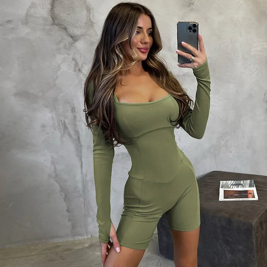Long Sleeve Jumpsuit Romper Women One Piece Clothes Sexy Playsuits Active Wear Casual Fall Winter Outfits
