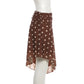 Brown and White Polka-dot Asymmetrical Midi Skirt for Woman Clothing