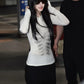 Art Print t-Shirt Women Full Sleeve Skinny Half Turtleneck Elasticity Daily Simple Street Music Festival Clubwear
