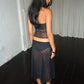 Polka Dot Two Piece Set Women Halter Tank Top And Midi Skirt Matching Sets Female Mesh See Through Club Party Dress Set