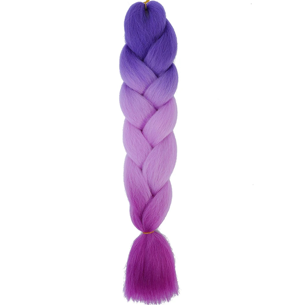24 Inch Jumbo Box Braids Extensions Synthetic Braiding Hair DIY Hair Braids For Children Pink Purple Yellow Gray