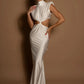 Hollow Out Turtleneck Sexy Maxi Dress For Women Fashion Solid Sleeveless Bodycon Tank Dresses Femme Club Party Dress