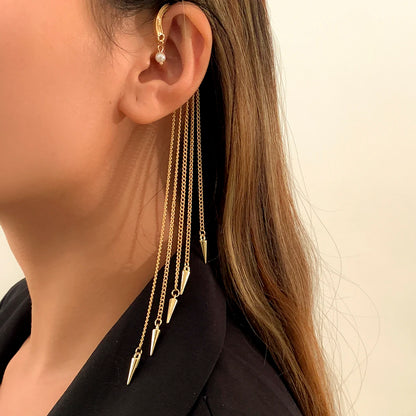 Kpop Long Tassel Clip Earring for Women Ladies No Piercing Fake Cartilage Exquisite Ear Bone Clips Pendientes Jewelry