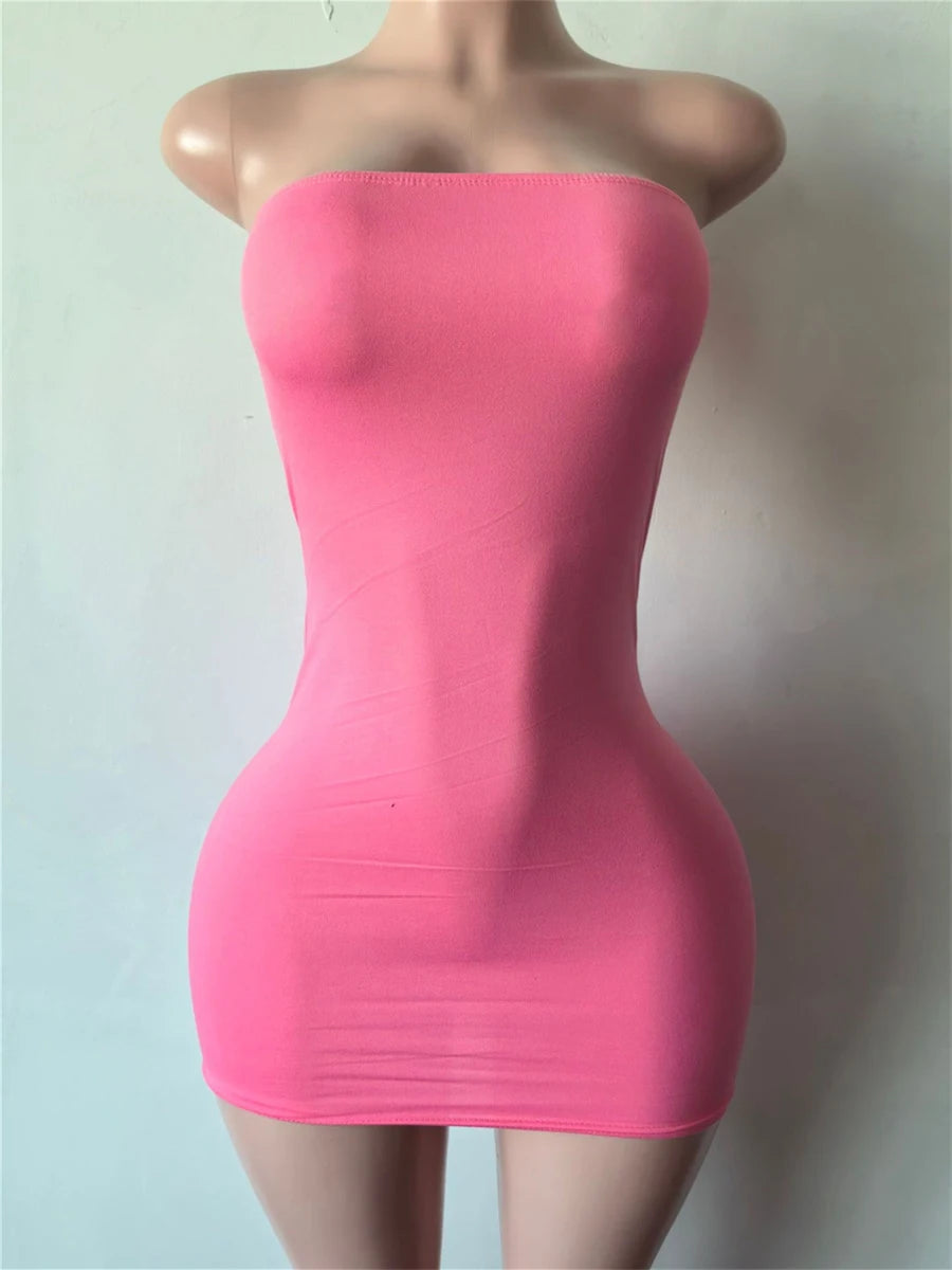 Sexy Hottie Dress Women Fashion Classic Chic Sleeveless Stretch Skinny Wild Party Club Street Peach Hip Mini Bodycon