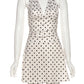 Halter Backless Dress Women Sexy V-Neck Folds Sleeveless Polka Dot Print Skinny Summer Trend Elegant Party Bodycon
