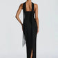 Off-shoulder Backless Sexy Maxi Dress Women Gown Elegant Zipper Halter Sleeveless Bodycon Club Party Long Dresses