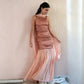 Sleeveless Pleated Maxi Dress with Scarf Satin Chiffon Patchwork Elegant Wedding Guest Dresses 2026