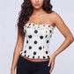 Summer Coquette Polka Dot Bustier Women Ruffle Strapless Lace Up Back Corset Crop Top Slim Bodycon Tube Top Beach Outfit