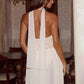 White Lace Halter Maxi Dress For Women Elegant High Neck Long Dress 2026 Summer Sleeveless Pleated Party Evening Gown