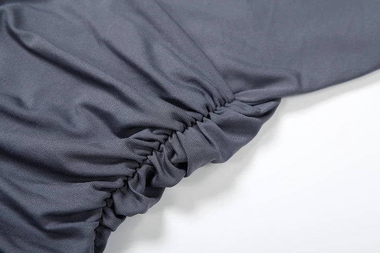 Casual Ruched Elegant Long Dresses Woman Autumn Style Classic o-Neck Full Sleeve Skinny High Waist Robe Basic Vestidos