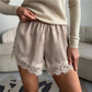 Women Lace Satin Shorts Silk Y2k Elastic Waist Mini Shorts Coquette Aesthetic Boxer Slip Pettipants French Knickers