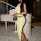 Mesh Patchwork 2 Piece Set Woman Folds V-Neck Sleeveless Shape Waist Tops+Irregular Hem Long Skirts Sexy Fashion Suit