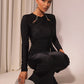 Hollow Out Long Sleeve Sexy Maxi Dress For Women Gown Fashion Solid Bodycon Ruched Club Evening Elegant Long Dress