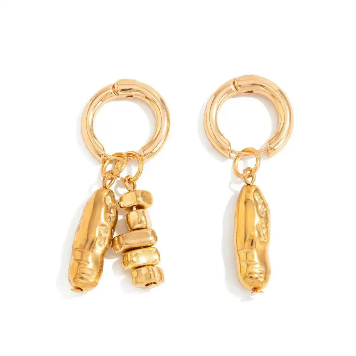 Women's Punk Asymmetric Metal Beaded Pendant Drop Earrings Simple Irregular CCB Trendy Party Jewelry Gift