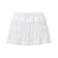 Women Lace Ruffle Tiered Mini Skort Elastic Waist Low Rise Flowy Micro Skirt Y2K Summer Casual Skirt With Inner Shorts