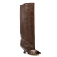 Women's Fish Mouth Thick High Heels Knee Length Cool Boots Slant Heel Fashion Show Large Size Spring/Summer Women's Boots