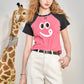 Shoulder blocking color front shoulder short sleeved t-shirt for women's summer new bm small short top