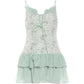 Patchwork Ruffles Dress Women Flower Decoration Cross Bandage Sleeveless Slim Sweet Summer Beach Party Mini Bodycon