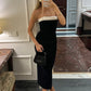 Off-shoulder Strapless Backless Sexy Maxi Dress For Women Patchwork Sleeveless High Waist Bodycon Split Long Dress