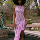 See Through Lace High Low Dresses Sexy Summer Beach Cover Up Asymmetrical Sleeveless Long Dresses