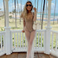 Women's Beach Bikini Cover Up Bathing Suit Fish Net Pearl Rhinestone Mesh See Through Swimsuit Beachwear Dresses