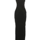 Casual Long Dress Woman Ruched Kink Design Skew Inclined Shoulder Sleeveless Backless Street Fashion Style Slim Vestidos