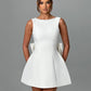 Pearl Bow Backless Sexy Mini Dress For Women Robe Fashion Zipper Sleeveless High Waist A-line Club Party Dress Elegant